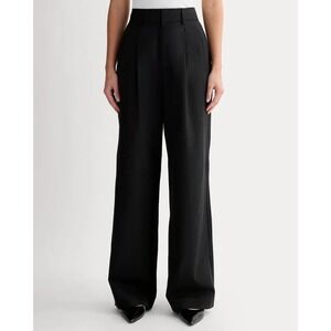 EVERLANE The Draper Pleated Wide Leg Pants Women 8R Black Buttersmooth